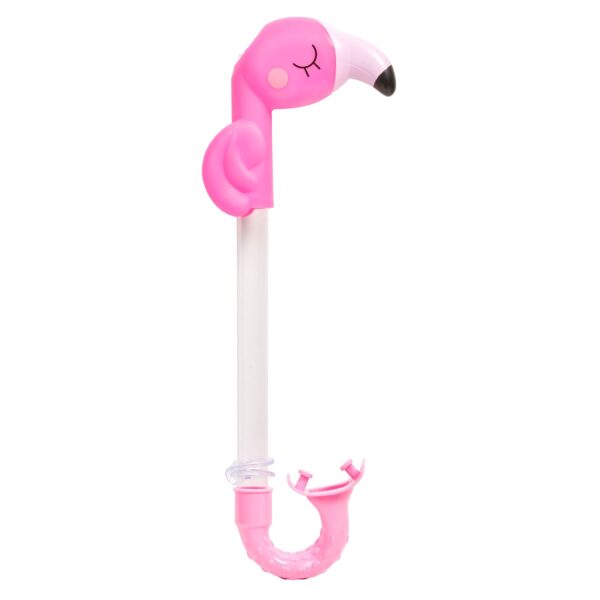 Roze snorkel met flamingo hoofd.