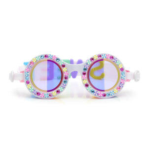 Bling2O zwembril Bright Stripe - Rainbow Ribbon: Een kleurrijke en glinsterende zwembril met een levendig ontwerp geïnspireerd op regenbogen. Biedt helder zicht, UV-bescherming en een verstelbare pasvorm.